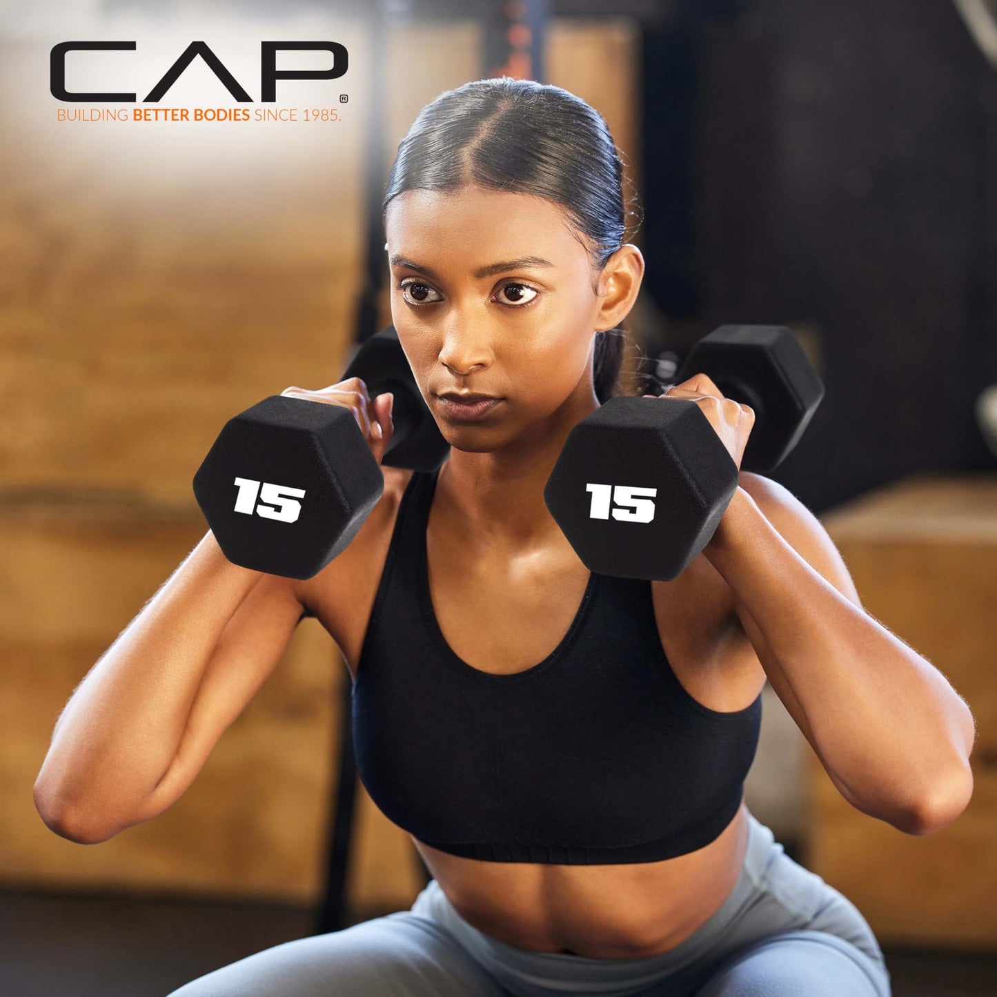 CAP Barbell Neoprene Dumbbell Weights, 5 lb Pair, Black