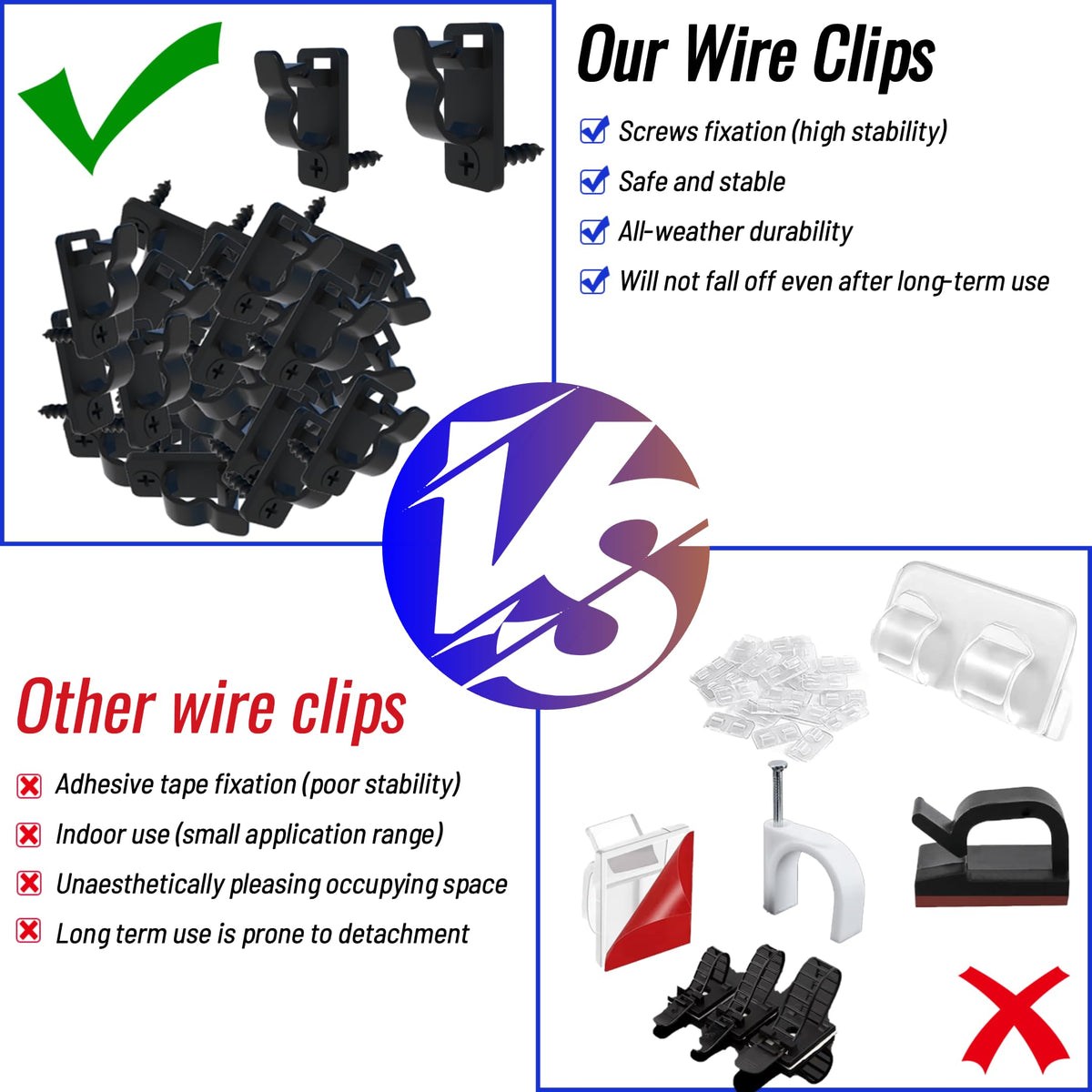 60Pack Black Outdoor String Light Clips Screw-in Hooks,Garden Hooks,Cable Hangers and Clips for Hanging Fairy Lights for Christmas, Festival,Patio, and Fence Decorations 🍁 All In One Marketplace Canada