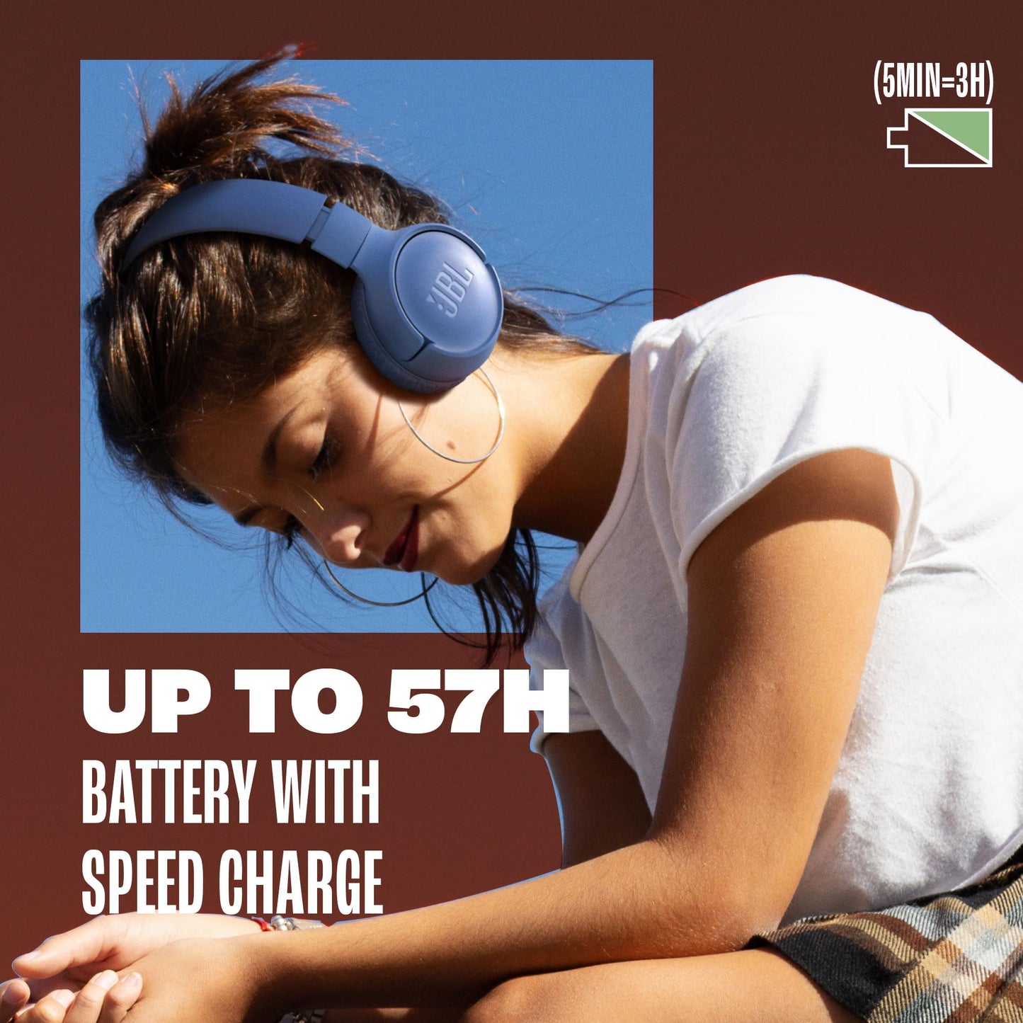 Casque supra-auriculaire sans fil JBL Tune 520BT – Jusqu'à 57h d'autonomie et charge rapide, léger, confortable et pliable, appels mains-libres avec Voice Aware (blanc)