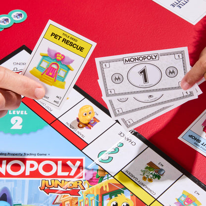 Monopoly Junior Board Game | 2 Games in 1 for Younger Kids, 2-Sided Board | Ages 4+ | 2 - 4 Players | 20 Mins. | Gifts for Preschoolers (English & French Version) Hasbro Gaming