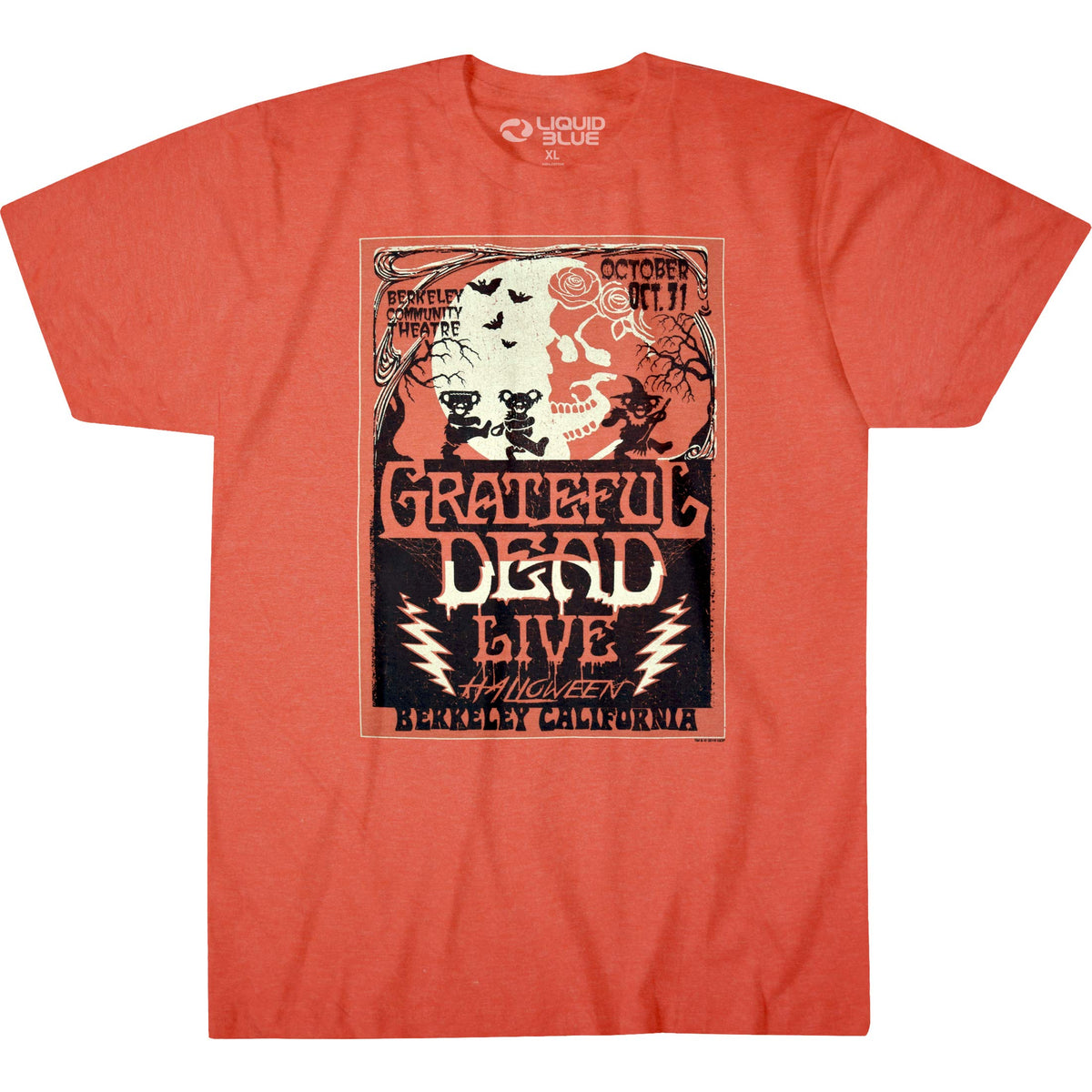 T-shirt Liquid Blue Grateful Dead Berkeley Moon Live Halloween, orange, très grande taille