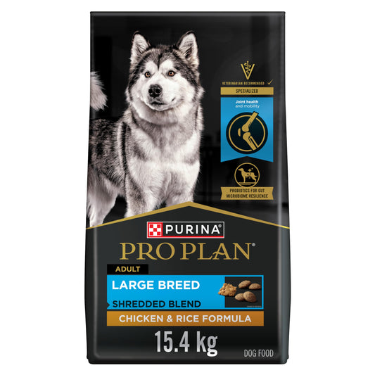 Purina Pro Plan Large Breed Dry Dog Food, Shredded Blend, Chicken & Rice 15.4kg - Available at All In One Marketplace Canada
