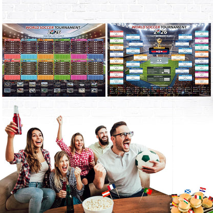AhfuLife Soccer Schedule Poster 2026, A2 Size-23.3" x 16.5", 2 Pcs Match 2026 Calendar Wall Chart Decorations, Soccer Tournament Wallchart for Fans Home Office Bar Party Decor - Available at All In One Marketplace Canada