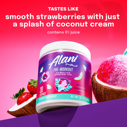 Alani Nu Pre-Workout Supplement Powder for Energy, Endurance, and Pump, Hawaiian Shaved Ice, 30 Servings (Packaging May Vary) Alani Nu