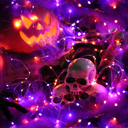 Lyhope Orange Purple Halloween Lights, 2 Pack 33ft 100 Led Battery Halloween Lights, Waterproof 8 Modes with Remote Copper Wire String Lights for Halloween Holiday Party Carnival Graveyard Decorations 🍁 All In One Marketplace Canada