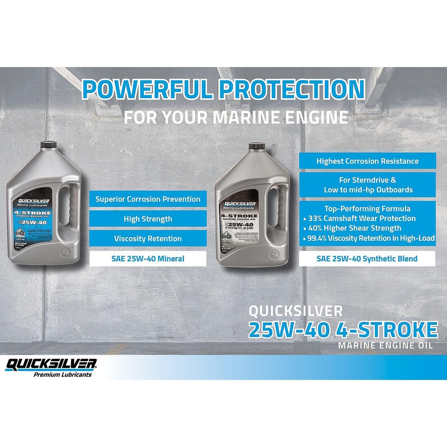Quicksilver 25W-40 Marine Engine Oil, 1 Gallon Quicksilver