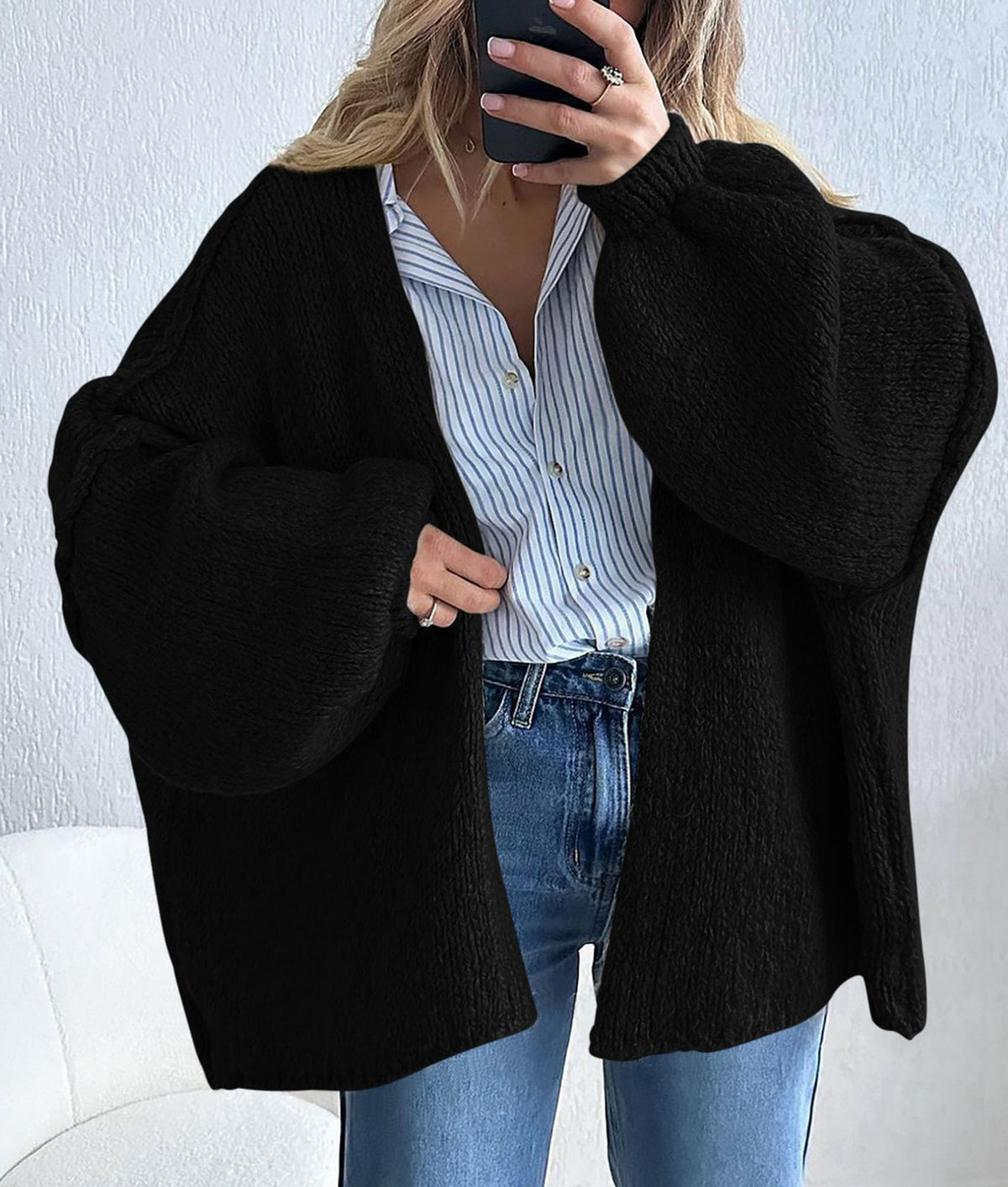PRETTYGARDEN Womens Open Front Oversized Cardigan Sweaters Black 🍁 All In One Marketplace Canada