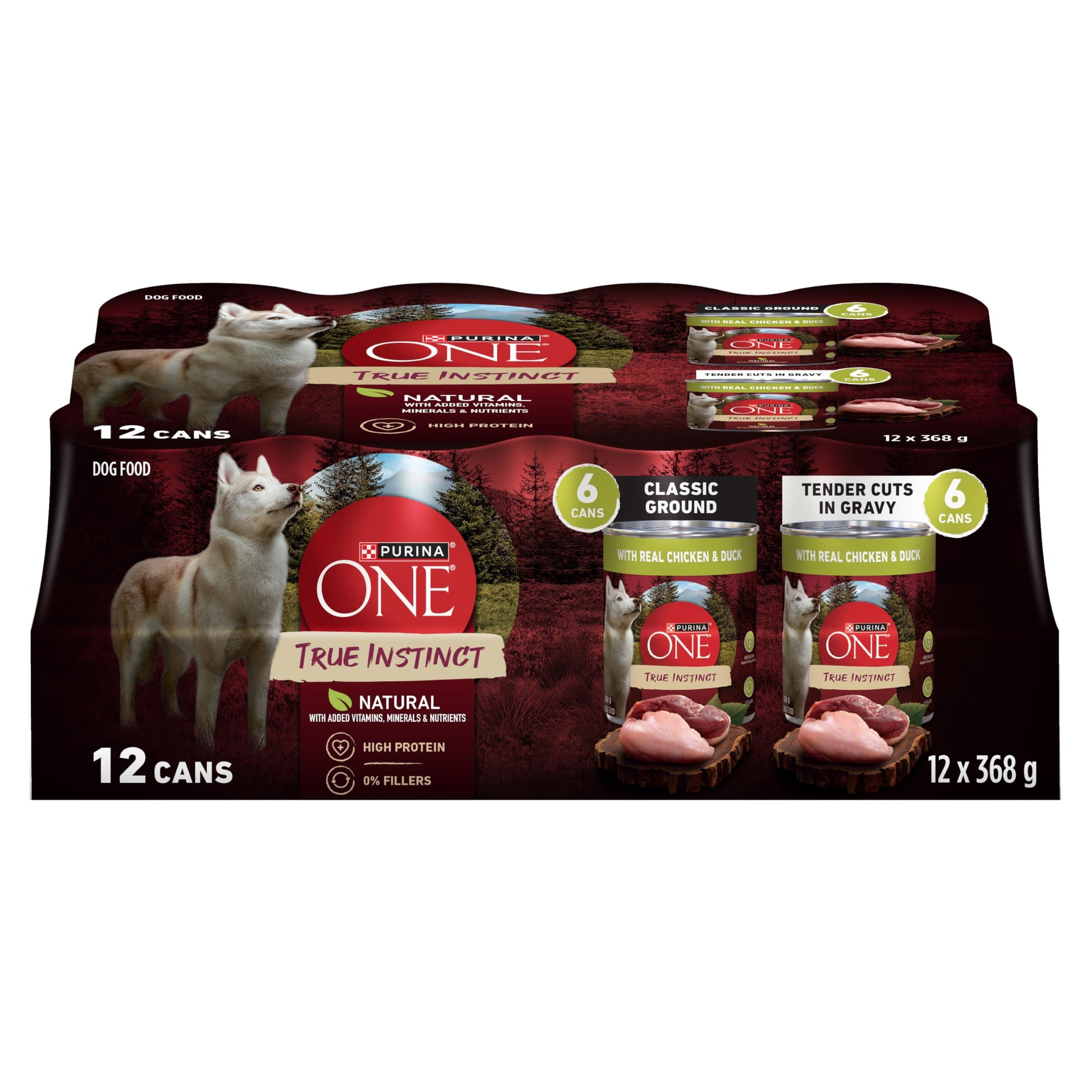 Purina ONE True Instinct Wet Dog Food, in Gravy Variety Pack 368g (6 Pack) Purina ONE