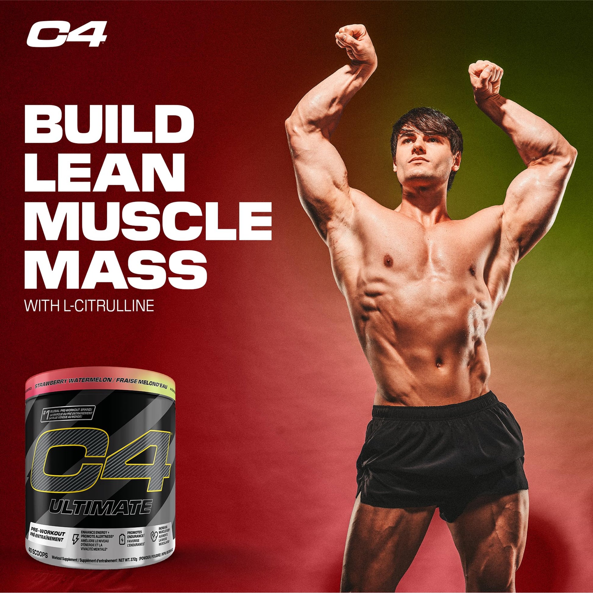 Cellucor C4 Ultimate Pre Workout Powder - Sugar Free Preworkout Energy with 300mg Caffeine and Creatine for Men & Women - Strawberry Watermelon, 20 Servings 🍁 All In One Marketplace Canada Cellucor