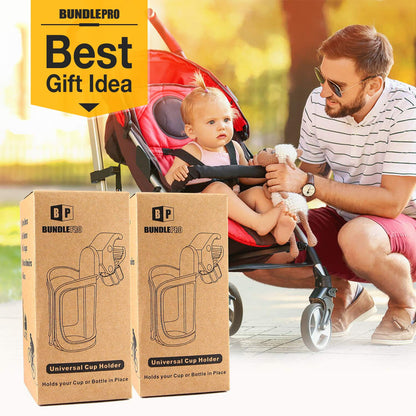 Pack of 2 Stroller Drink Holders, Universal Cup Holder for Bikes, Trolleys or Walkers