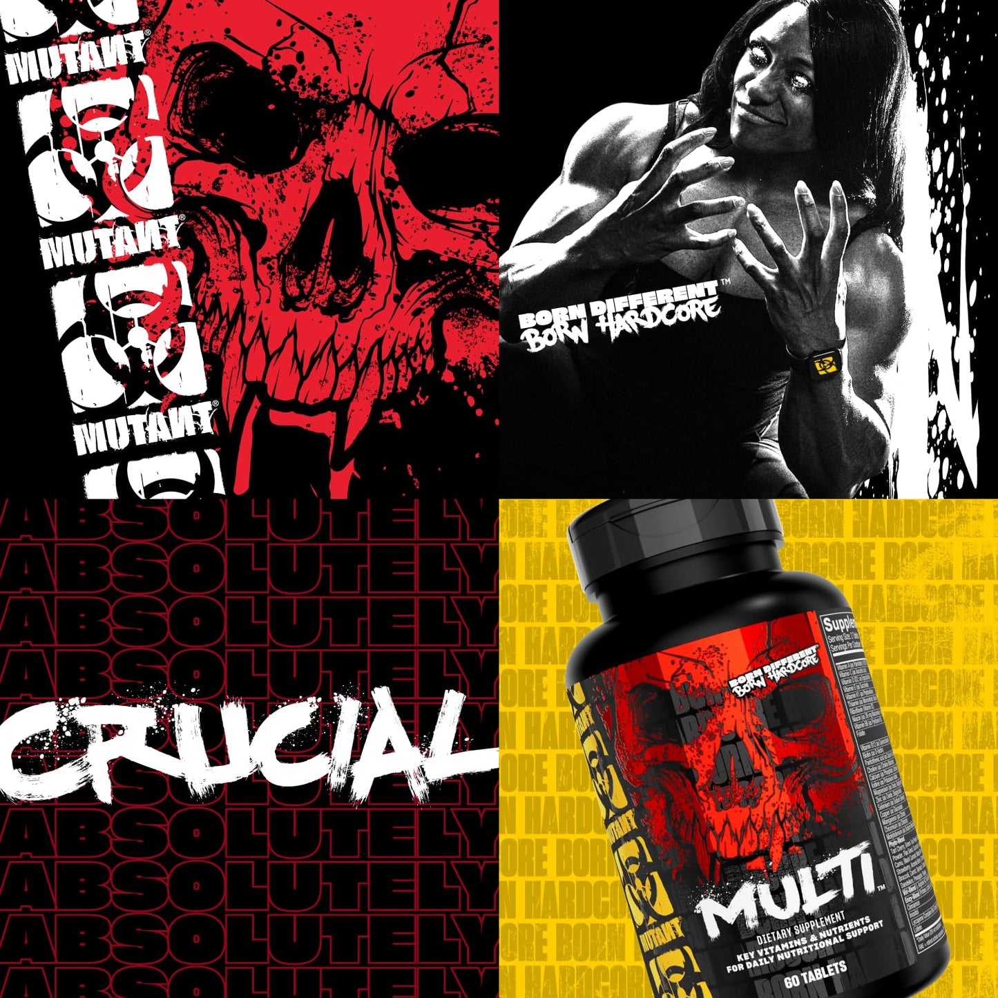 MUTANT Multi Vitamins - Men's Multivitamin for Hardcore Athletes & Body Builders, Supports Muscle Function, Energy Metabolism, Immune Health with 70 Vitamins Minerals Antioxidants (60 Caplets, CA) - Available at All In One Marketplace Canada