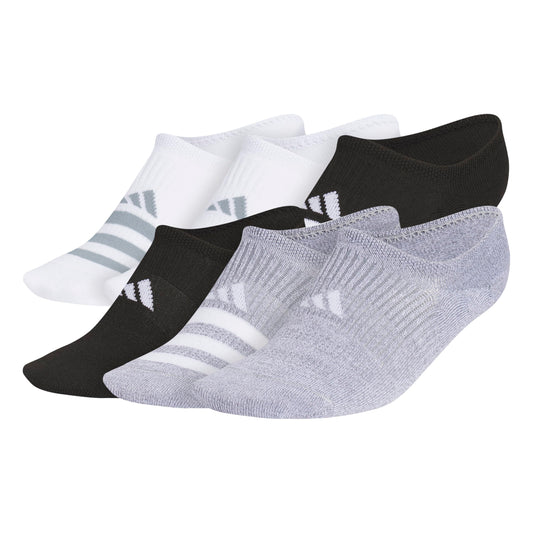 adidas Women's Superlite 3.0 6-Pack Super-No-Show Socks, White/Black/Grey, Medium