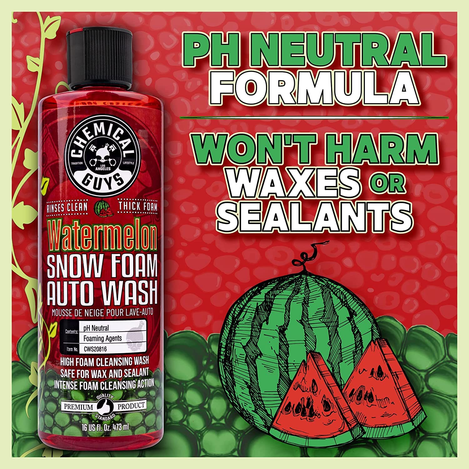 Chemical Guys Watermelon Snow Foam Car Wash Soap, Safe for Cars, Trucks, Motorcycles, RVs & More, 3.79 L, Watermelon Scent Chemical Guys