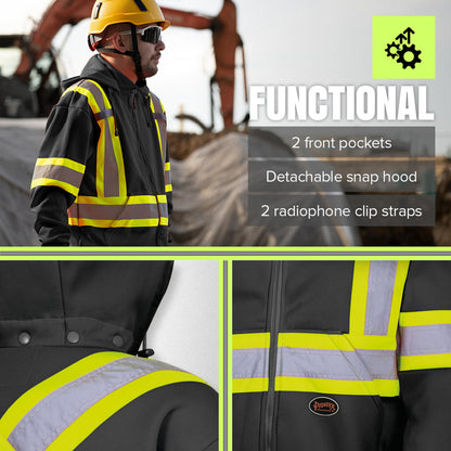 Pioneer Hi Vis Hoodie For Men - Heavyweight Black Fleece - Class 1 🍁 All In One Marketplace Canada