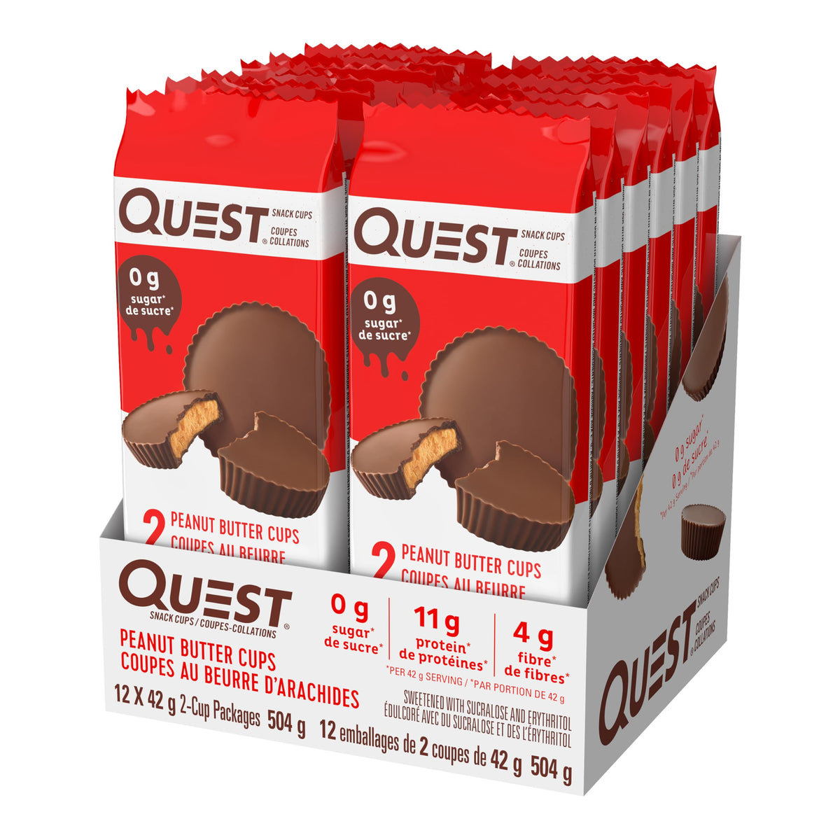 Quest Nutrition Peanut Butter Cups, High Protein, Low Carb, Low Sugar, Keto Friendly, 11g Protein, 1g Sugar, 12ct