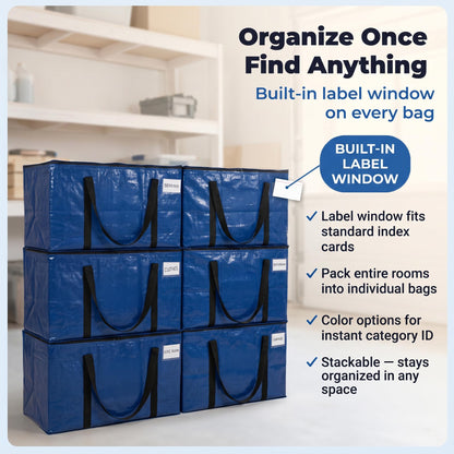 ClearSpace Heavy Duty Moving Bags or Storage Bag, 8 Pack – Large Moving Boxes with Backpack Straps, Zippers & Handles – Perfect for College Dorm, Traveling, Camping, Christmas Decorations
