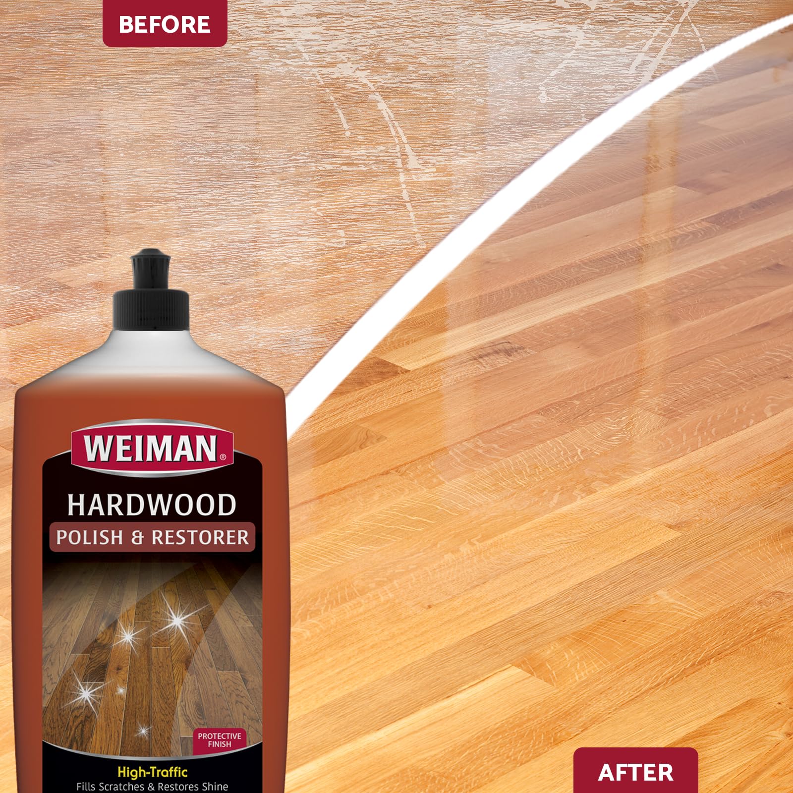 Weiman Wood Floor Polish and Restorer 32 Ounce (2 Pack) - High-Traffic Hardwood Floor, Natural Shine, Removes Scratches, Leaves Protective Layer - Available at All In One Marketplace Canada