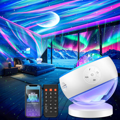 Northern Lights Projector Galaxy Projector with 300+ Light Effects, LED Star Projector for Bedroom Aurora Light, Remote Control, 15 White Noises, Bluetooth Speaker Galaxy Light Gifts for Kids Adults - Available at All In One Marketplace Canada