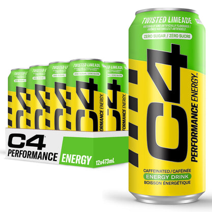 Cellucor C4 Performance Energy Drink, Twisted Limeade, Carbonated Sugar Free Drink with no Artificial Colours or Dyes, 473mL, 12 count