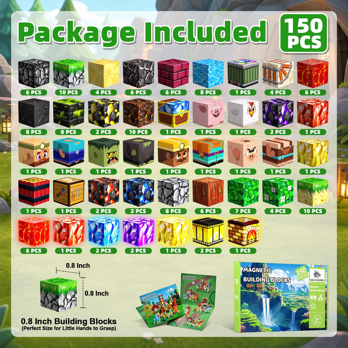 150PCS Light Up Magnetic Blocks, Building Cube Set Birthday Gifts for Kids 🍁 All In One Marketplace Canada