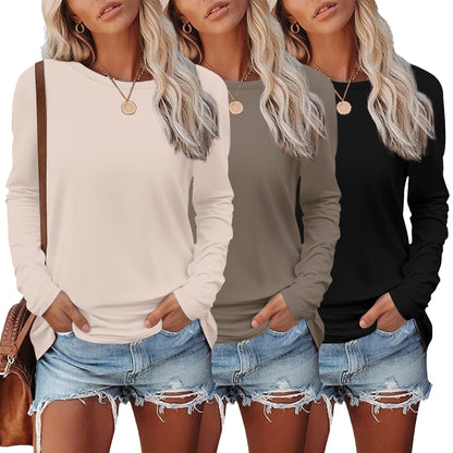Ekouaer Long Sleeve Shirt Women Basic Tops Casual Crew Neck Tshirts Fall 🍁 All In One Marketplace Canada