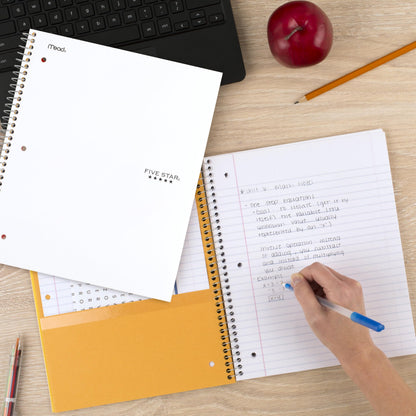 Five Star Spiral Notebook, 5-Subject, College Ruled Paper, 11 inches x 8-1/2 inches, 200 Sheets, White (72460)