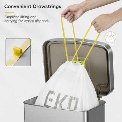EKO Easy-Dispense Roll of 60 Count Extra-Strong Drawstring Kitchen Trash Bags - 21 Gallon Garbage Bags (79.5L) 1 Pack, Code G EKO