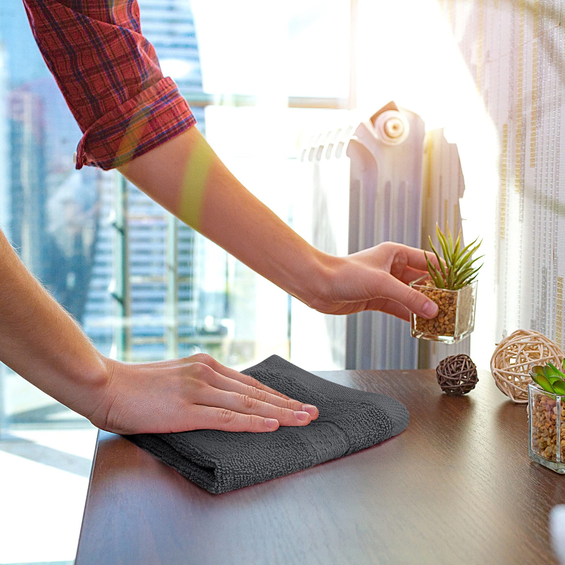 Utopia Towels Premium Washcloth Set, 12 by 12 Inches, 600 GSM 100% Cotton Face Cloths, Highly Absorbent and Soft Feel Fingertip Towels, 12 Pack, Grey - Available at All In One Marketplace Canada
