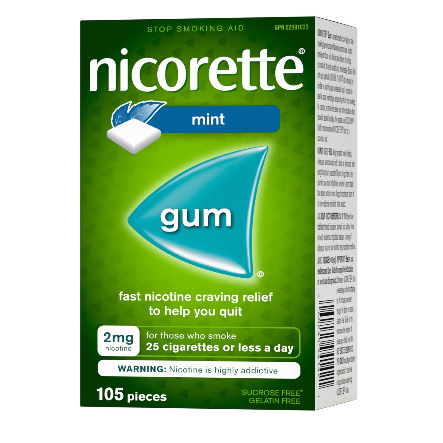 Nicorette Gum, Extreme Chill Mint, 2 mg, 105 Count Nicorette