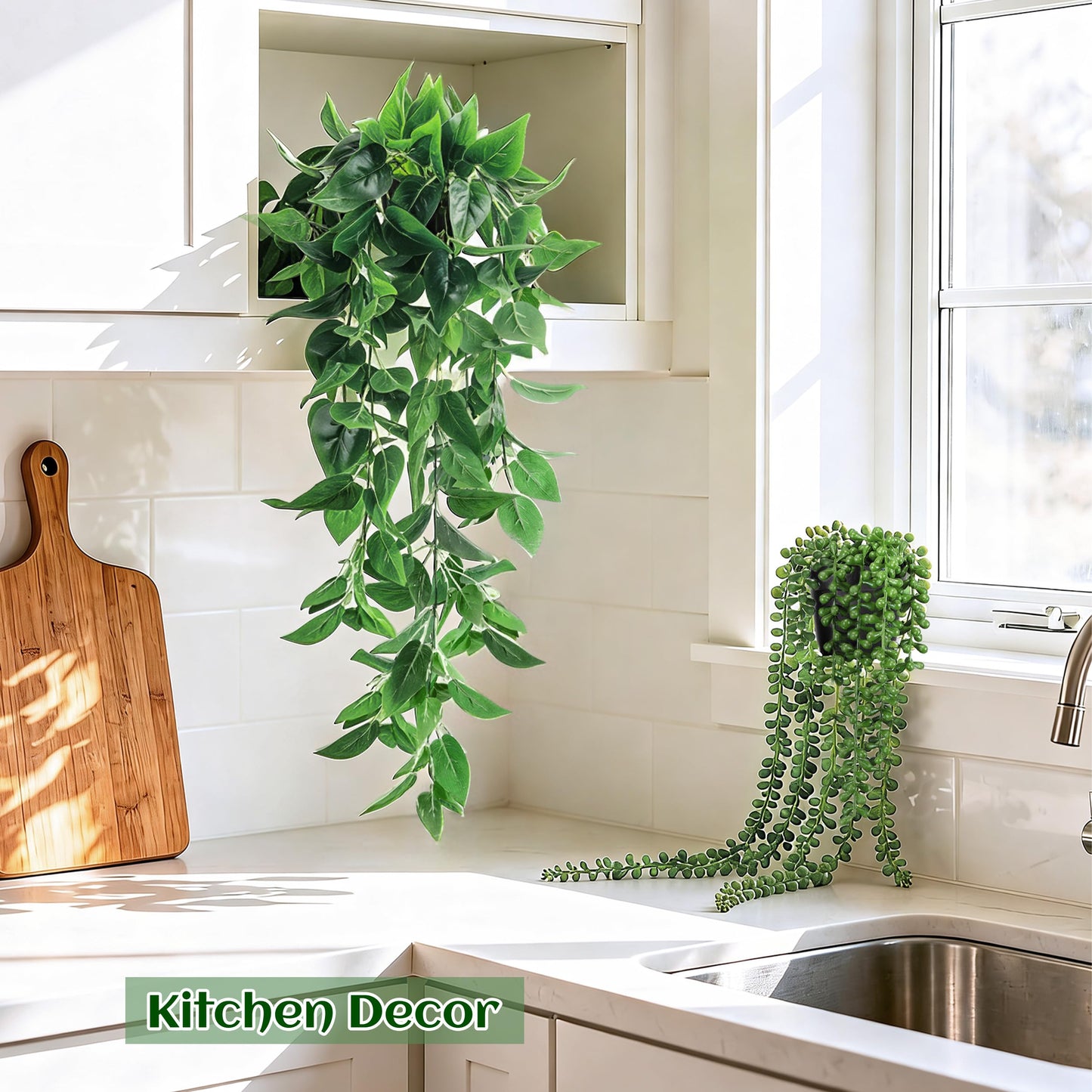 Der Rose 4Pcs Fake Plants, Artificial Plants Fake Hanging Plants for Boho Home Bathroom Bedroom Living Room Office Wall Shelf Decor Indoor Outdoor - Available at All In One Marketplace Canada