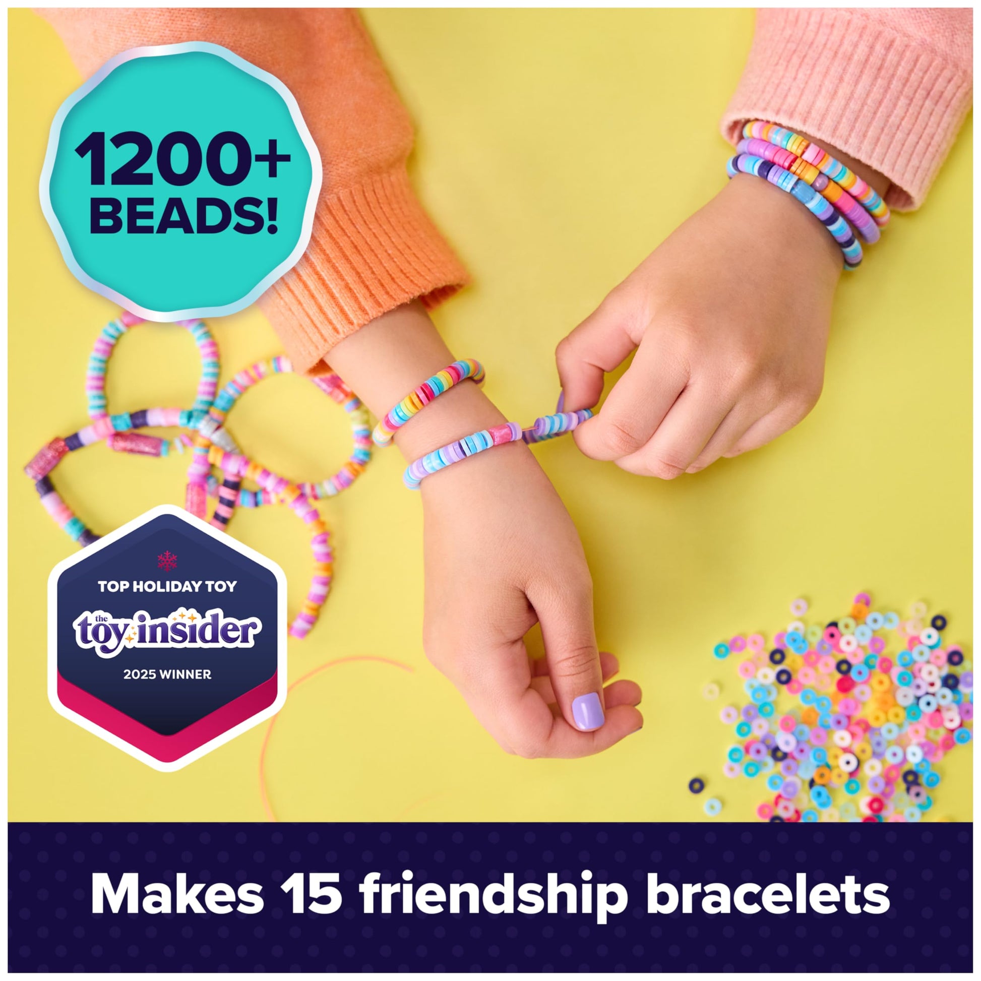 Cool Maker Stack'd Heishi Studio Bracelet Making Kit with Easy Beading Pen & over 1200 Beads, Makes 15 Bracelets, Arts and Crafts Toys for Girls Ages 7 and Up