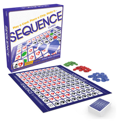 Jax Sequence - Original Sequence Game with Folding Board, Cards and Chips, 10.3" X 8.1" X 2.31"