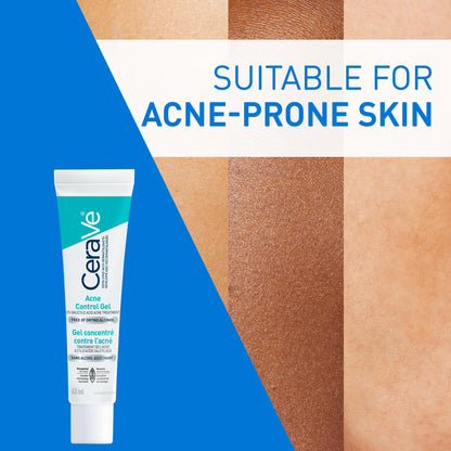 CeraVe Acne Control Gel For Face, Pimple & Pores, With Salicylic Acid, 3 Essential Ceramides, Niacinamides. Developed with Dermatologists, Non-Comedogenic, Oil-Free, Fragrance-Free, 40ml - Available at All In One Marketplace Canada