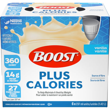 BOOST PLUS Complete Nutrition Drink, Vanilla Flavor, 4 Case Pack (6x237ml Bottles)