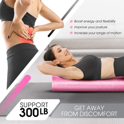 Yes4All High-Density EPP Round Back Roller Foam, Foam Roller for Yoga, Pilates & Stretching - 12, 18, 24, 36 inch
