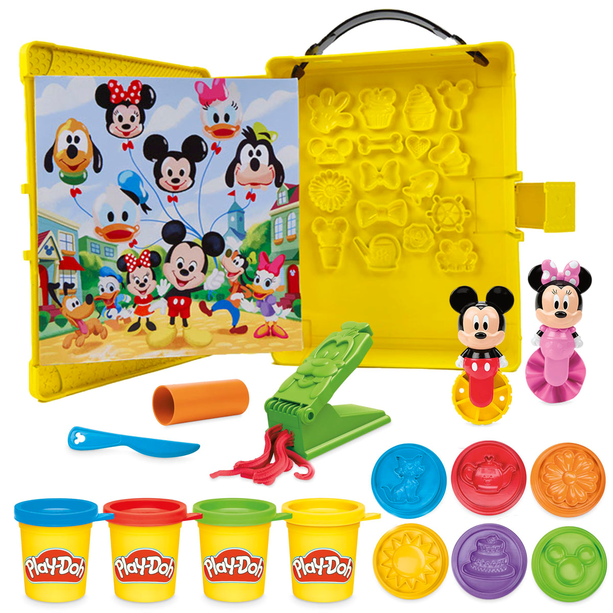 Play-Doh Disney Junior Mickey Mouse Clubhouse Shape a Story Playset, Storage & Travel, Arts & Crafts Preschool Toys for Kids 2+