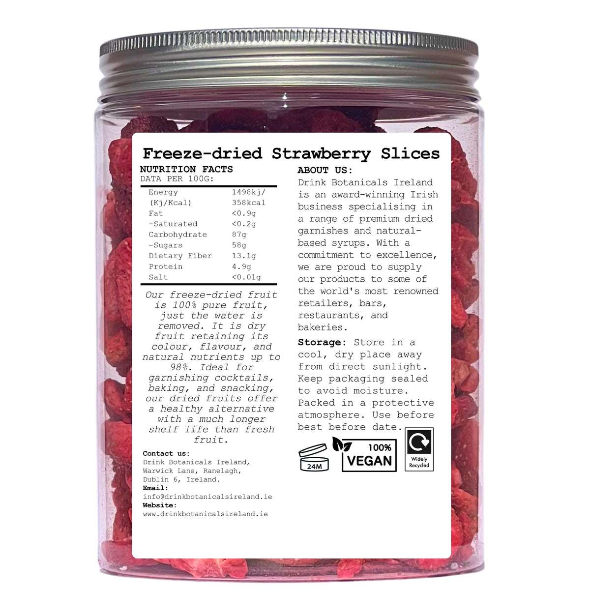 Freeze Dried Strawberries | Dried Strawberry Slices, 200+Slices | 100% Natural | Gluten Free | For Garnishing Cocktails, Cake Decoration, Baking, Fruit, Sorbet, Tea, Cooking | 2.82 oz,75 Grams PET Jar 🍁 All In One Marketplace Canada