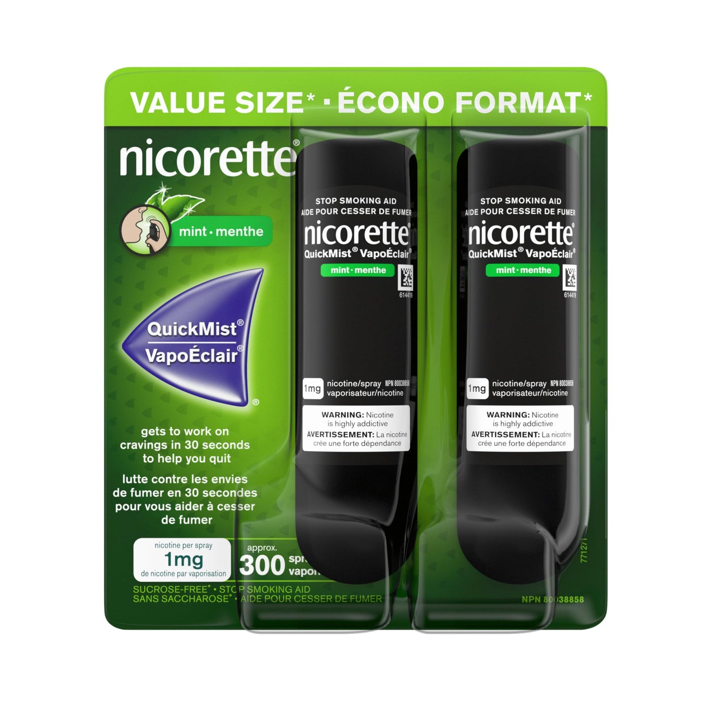Nicorette QuickMist Nicotine Mouth Spray 1mg, Mint – NRT, 2 x 150 Sprays Nicorette