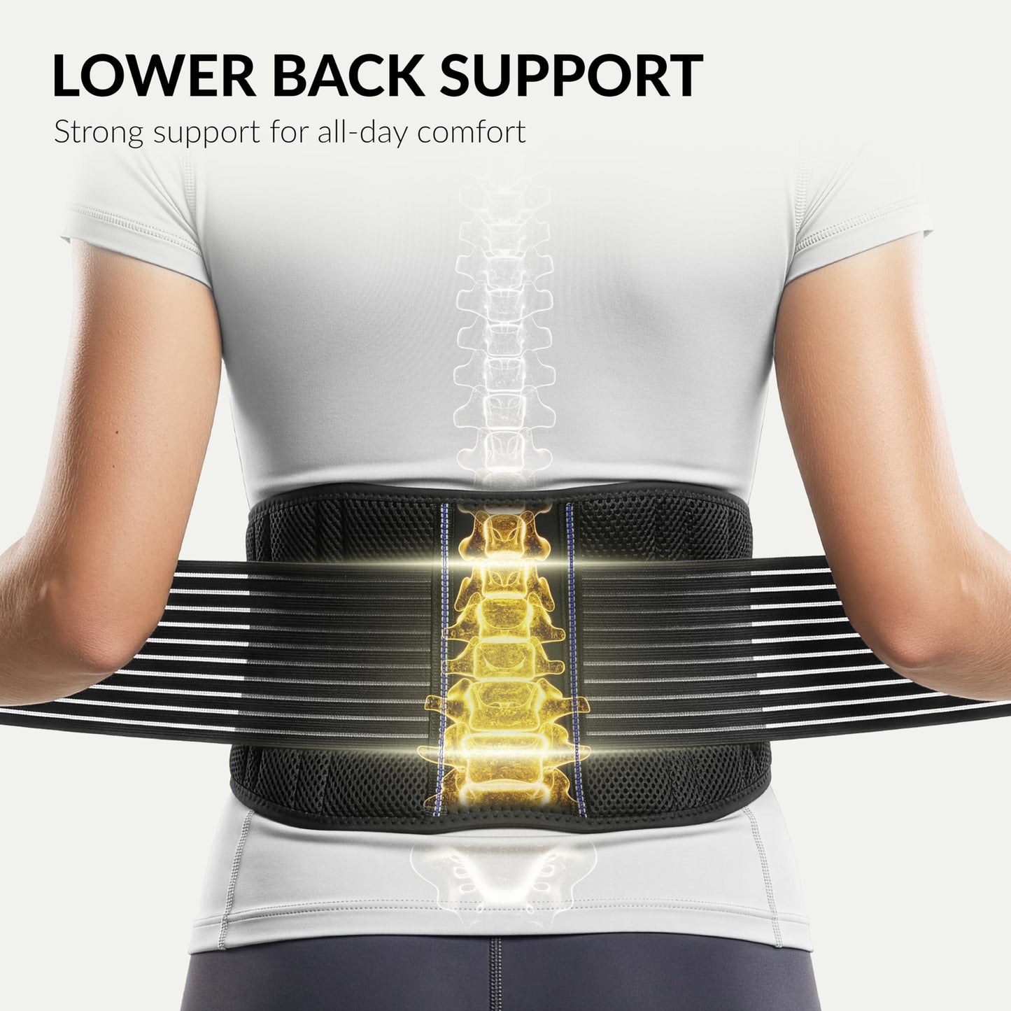 BraceUP Back Support, Back Brace for Men and Women - Lumbar Support Lower Back Belt for Back Pain Relief, Herniated Disc, Heavy lifting, with Dual Adjustable Straps (L/XL 90-110 cm) - Available at All In One Marketplace Canada