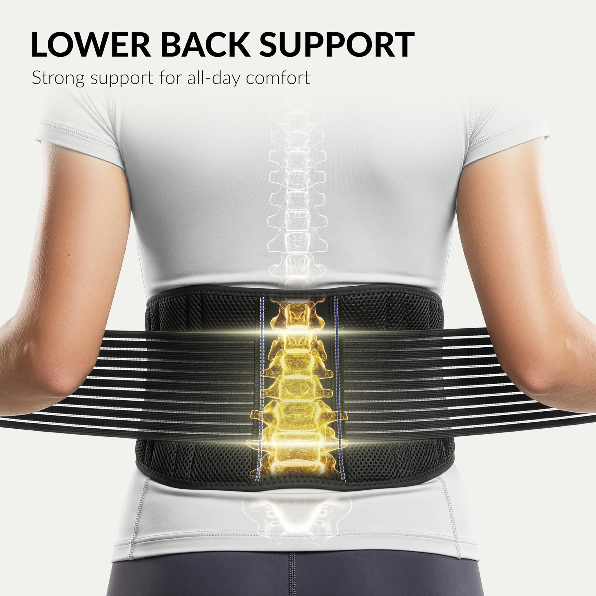 BraceUP Back Support, Back Brace for Men and Women - Lumbar Support Lower Back Belt for Back Pain Relief, Herniated Disc, Heavy lifting, with Dual Adjustable Straps (L/XL 90-110 cm) - Available at All In One Marketplace Canada