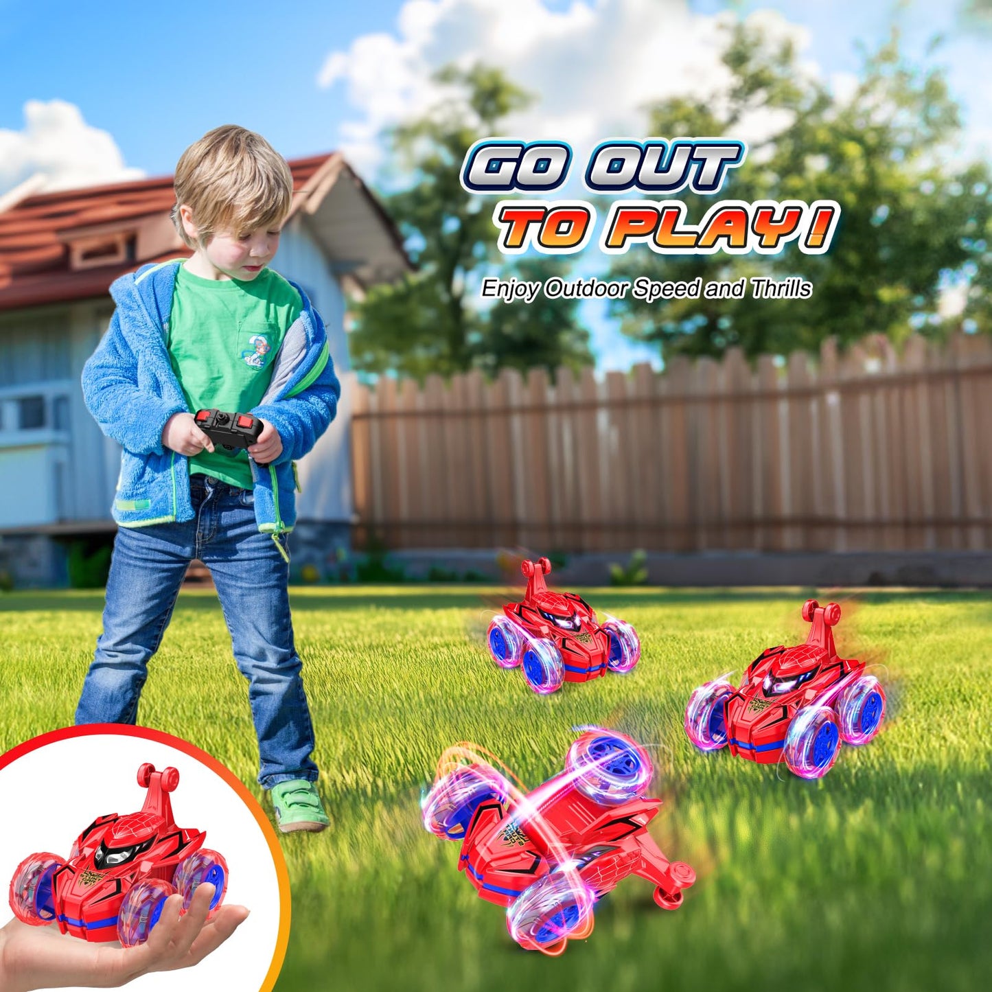 Spider Remote Control Cars for Kids,decked Car Toys Stunt Car Toy for Boys Age 3-9 Remote Control Car for Kids 4-8 Year Old Easter Birthday Gifts for Boys 3-5 Years Old Girls - Available at All In One Marketplace Canada