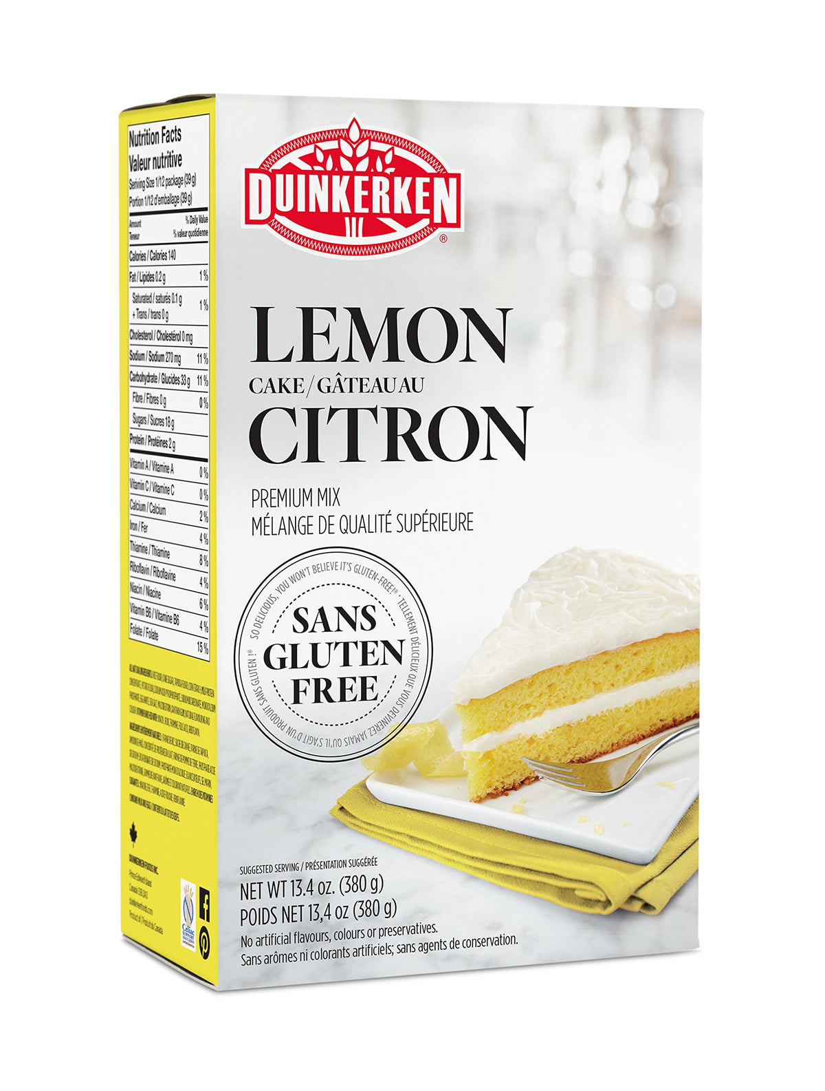 Gluten Free Lemon Cake Mix by Duinkerken - Gluten Free Cake Mix - Made with All Natural Ingredients - Easy to Make - Allergen-Free - Made in Canada - 380g 🍁 All In One Marketplace Canada