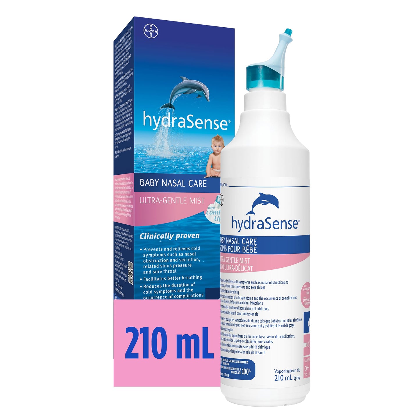 hydraSense Ultra-Gentle Mist Nasal Spray, Baby Nasal Care, 100% Natural Sourced Seawater, Preservative-Free, 210 mL 🍁 All In One Marketplace Canada
