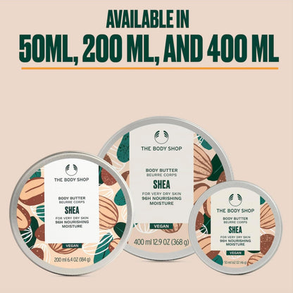 The Body Shop Shea Body Butter for Very Dry Skin | Ultra-Rich Moisturizer with Raw Shea Butter | 96 Hour Hydration, 200ml The Body Shop
