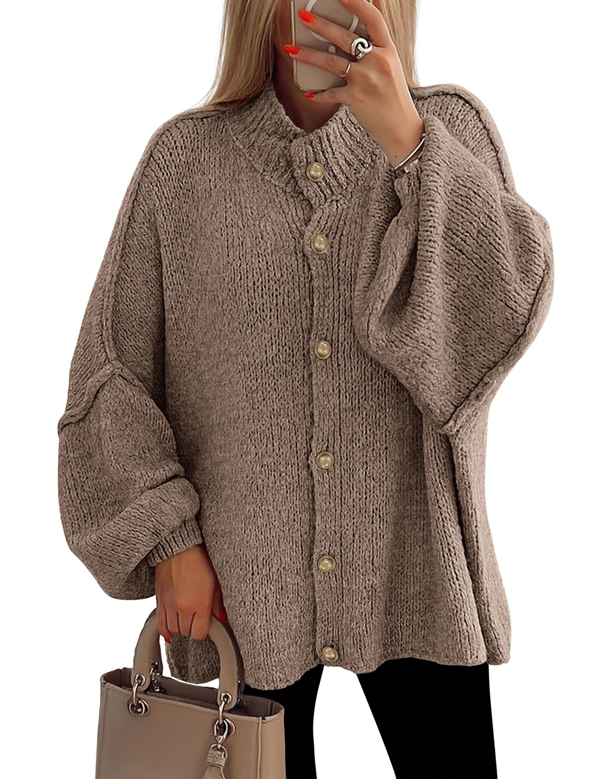 PRETTYGARDEN Women's Oversized Chunky Cardigan Sweaters Camel,M 🍁 All In One Marketplace Canada