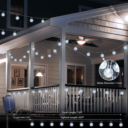 Joomer Solar String Lights Outdoor-65FT 100LED Solar Globe String Lights,8 Lighting Modes, Waterproof Solar Powered Patio Light for Garden Yard Porch Party Outdoor Decor (White)