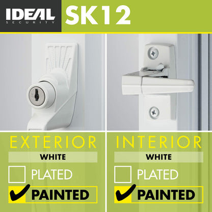 Ideal Security 12W Push Button Storm Door and Screen Door Handle with Key Lock and Storm Door Latch, White