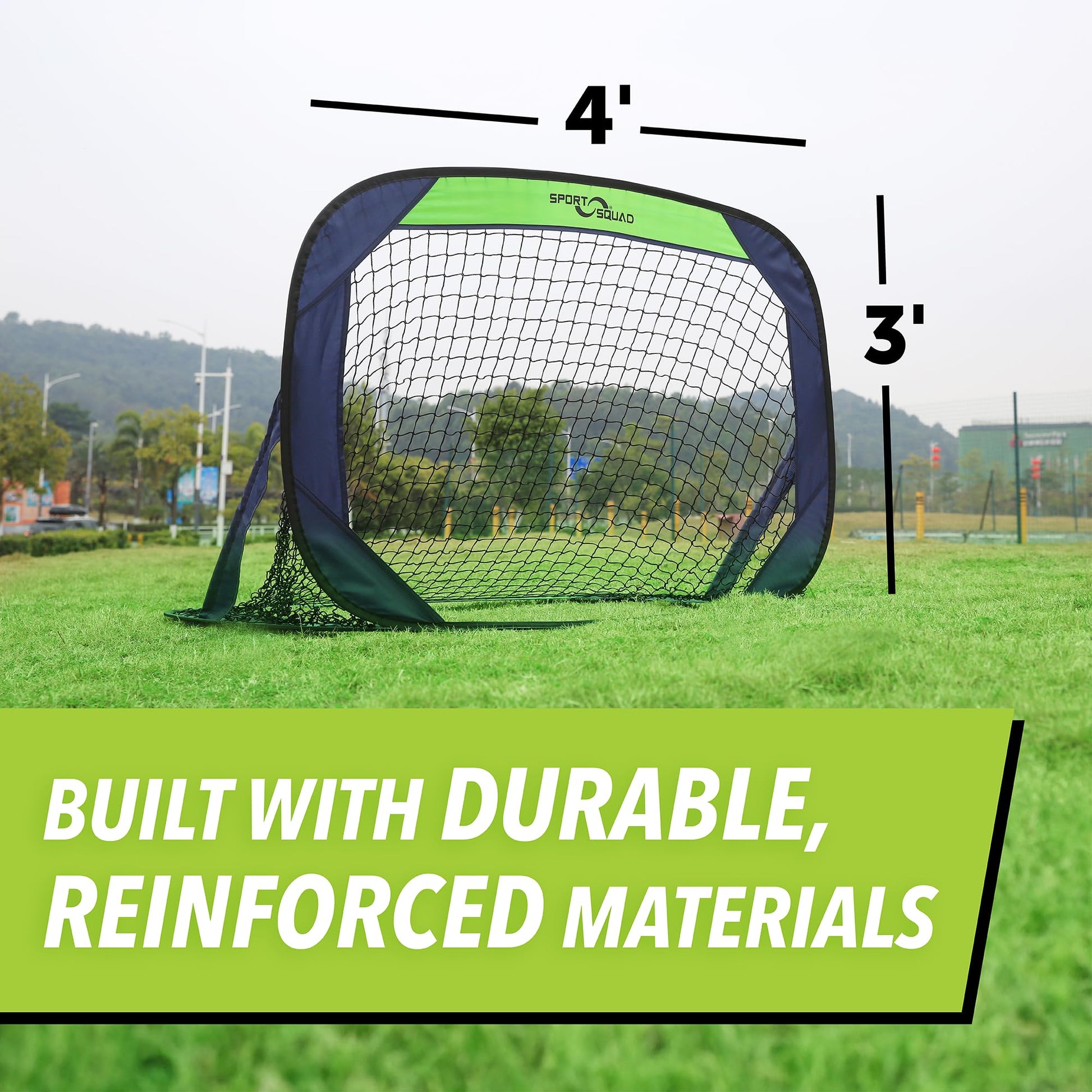 Sport Squad Portable Soccer Goal Net Set - Set of Two 4' Pop Up Training Soccer Goals with Compact Carrying Case - Easy Assembly and Compact Storage - Great for Kids and Adults Sport Squad
