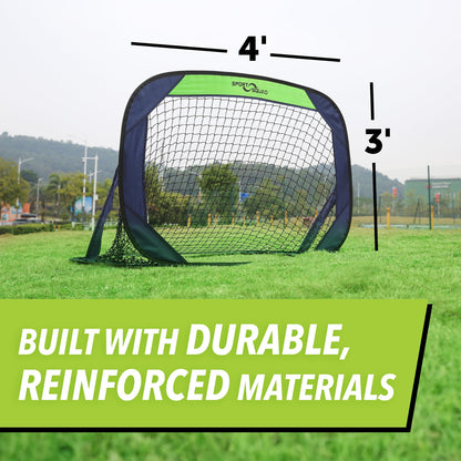Sport Squad Portable Soccer Goal Net Set - Set of Two 4' Pop Up Training Soccer Goals with Compact Carrying Case - Easy Assembly and Compact Storage - Great for Kids and Adults Sport Squad