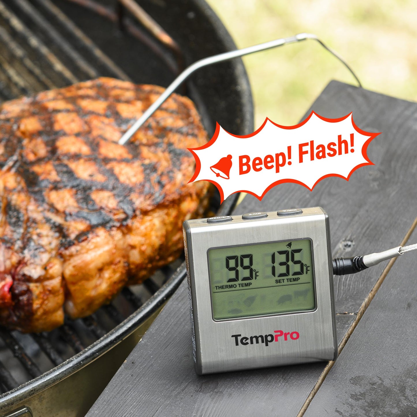ThermoPro TP-16 Meat Thermometer with Stainless Steel Probe for Indoor Outdoor Use, Digital Cooking Thermometer for Grill, Barbecue, Oven, Smoker, Candy - Available at All In One Marketplace Canada